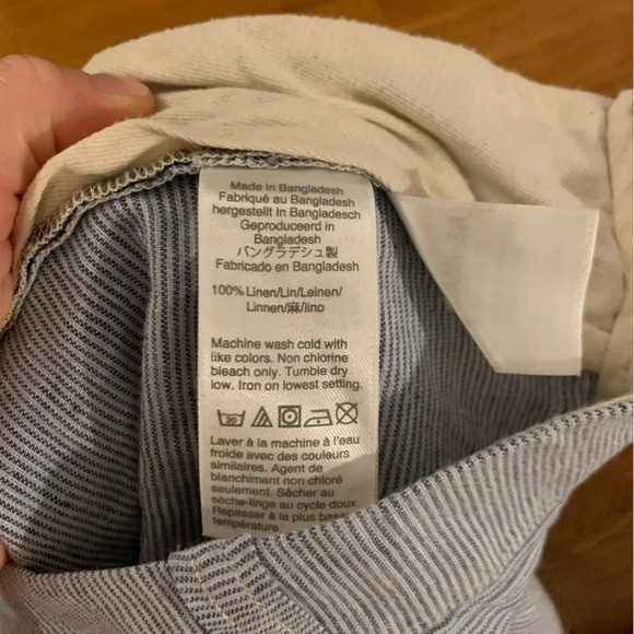 J. Crew Men’s Chino Shorts 100% Linen Blue Ticking Stripe Size 36 Inseam 9” - Picture 4 of 7